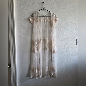 Haute Monde Cream Lace Skirt Sleeve Maxi Cardigan